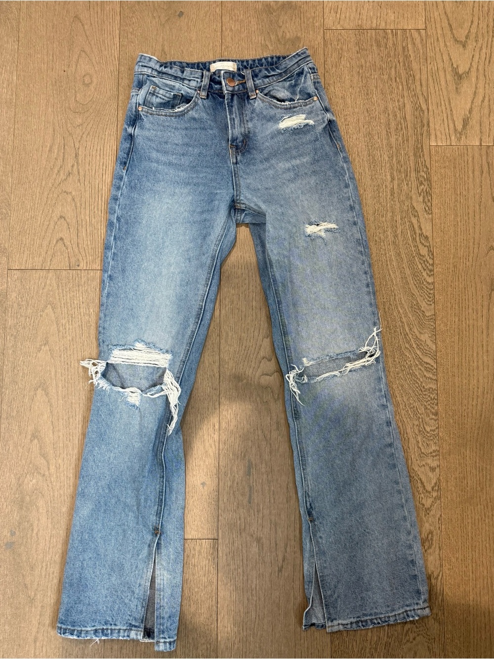 Altar’d State Distressed Light Blue Women's Straight-Leg Jeans